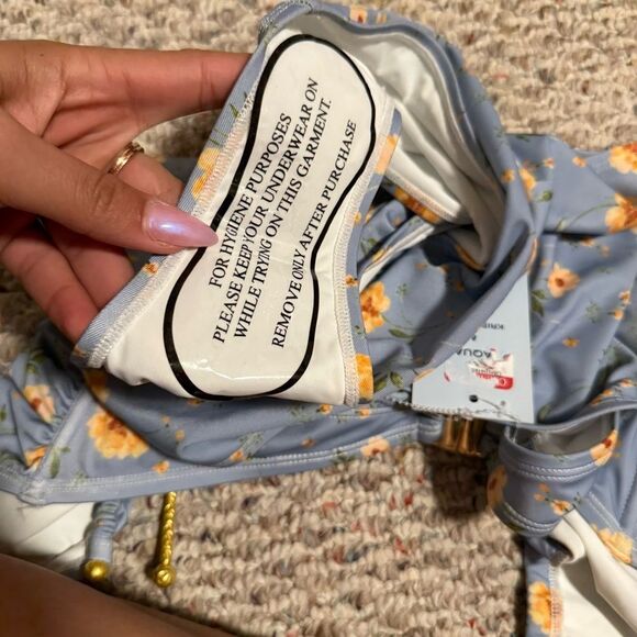 NWT Aqua x Kristopher Brock Floral Blue One Piece Swimsuit- Size Medium - Picture 10 of 10